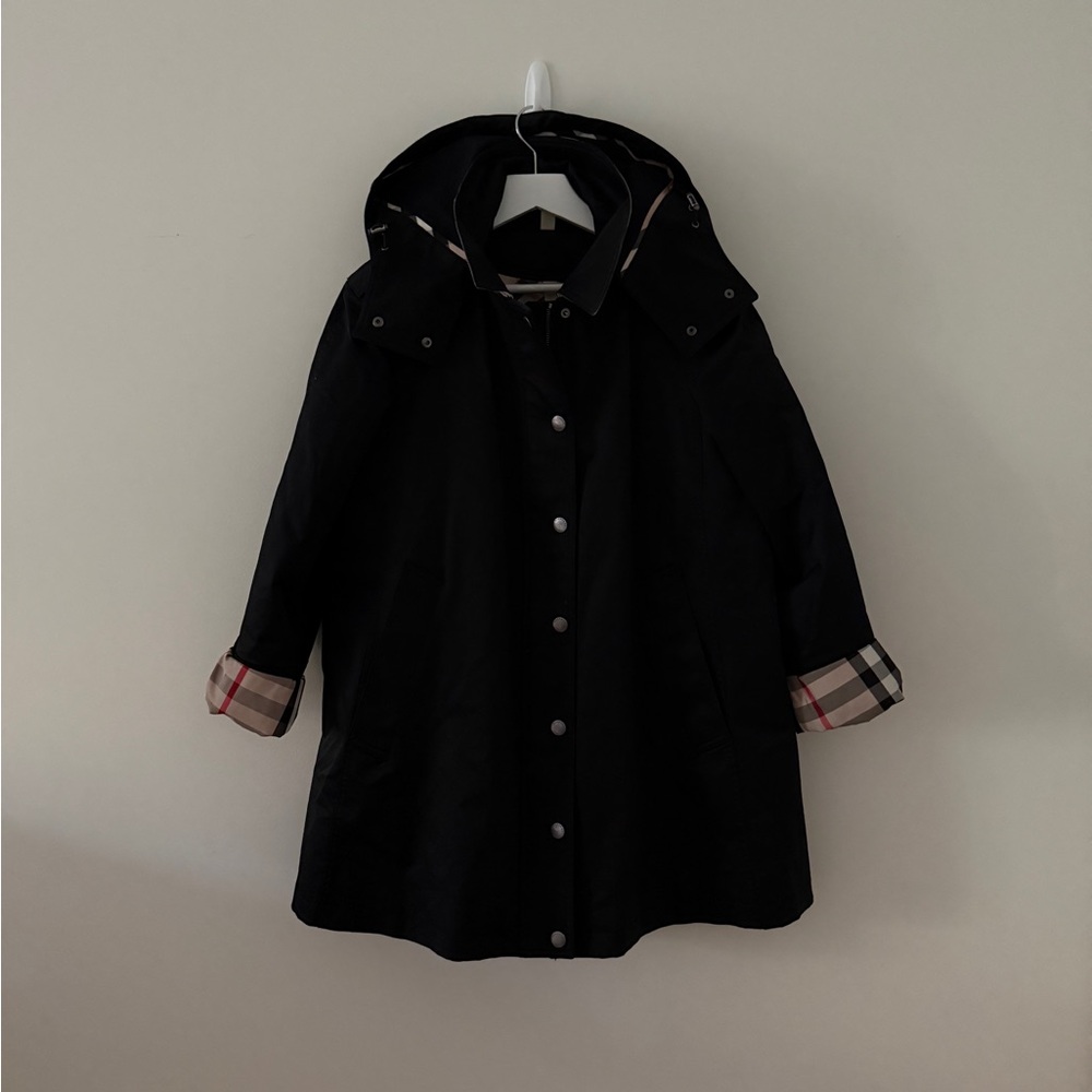 Burberry Brit Bowpark Hooded Raincoat w detachable hood and Wool lining